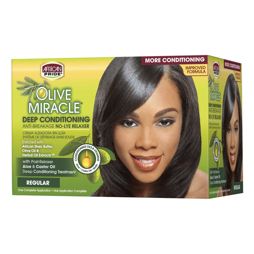 African Pride Olive Miracle No-Lye Relaxer Regular Kit